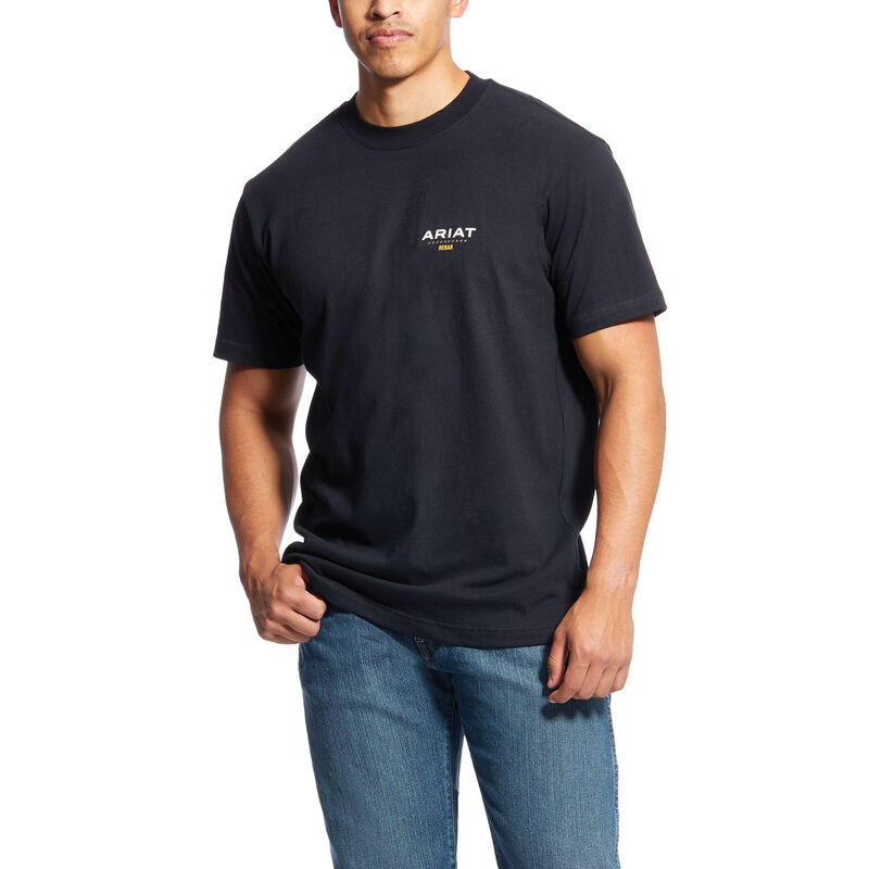 Ariat Work: Rebar Cotton Strong Logo Camisetas Hombre - Negras (HBIDP1674)